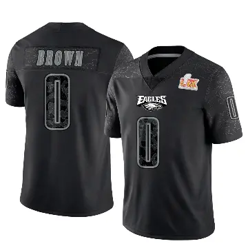 ＃0 Men's Hollywood Brown Black Limited Philadelphia Eagles Reflective Super Bowl LIX Jersey