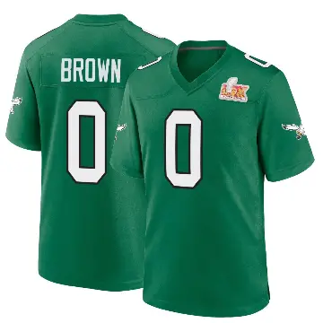 ＃0 Men's Hollywood Brown Green Game Philadelphia Eagles Kelly Alternate Super Bowl LIX Jersey
