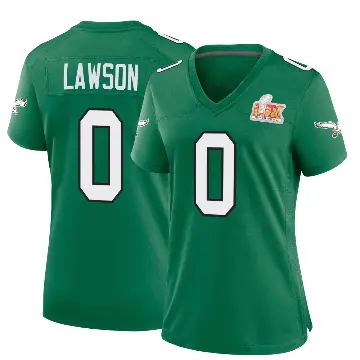 ＃0 Women's Deontae Lawson Green Game Philadelphia Eagles Kelly Alternate Super Bowl LIX Jersey