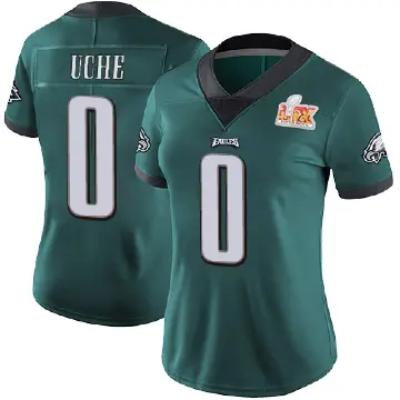 ＃0 Women's Joshua Uche Green Limited Philadelphia Eagles Midnight Team Color Vapor Untouchable Super Bowl LIX Jersey