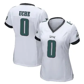 ＃0 Women's Joshua Uche White Game Philadelphia Eagles Jersey