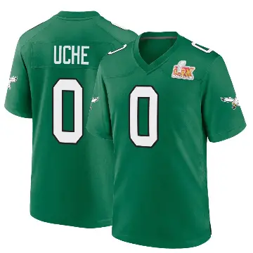 ＃0 Youth Joshua Uche Green Game Philadelphia Eagles Kelly Alternate Super Bowl LIX Jersey