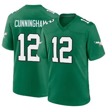 ＃12 Men's Randall Cunningham Green Game Philadelphia Eagles Kelly Alternate Jersey