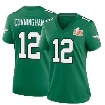 ＃12 Women's Randall Cunningham Green Game Philadelphia Eagles Kelly Alternate Super Bowl LIX Jersey