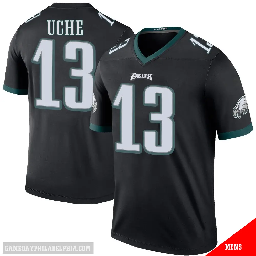 ＃13 Men's Joshua Uche Black Legend Philadelphia Eagles Color Rush Jersey