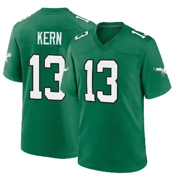 ＃13 Youth Brett Kern Green Game Philadelphia Eagles Kelly Alternate Jersey