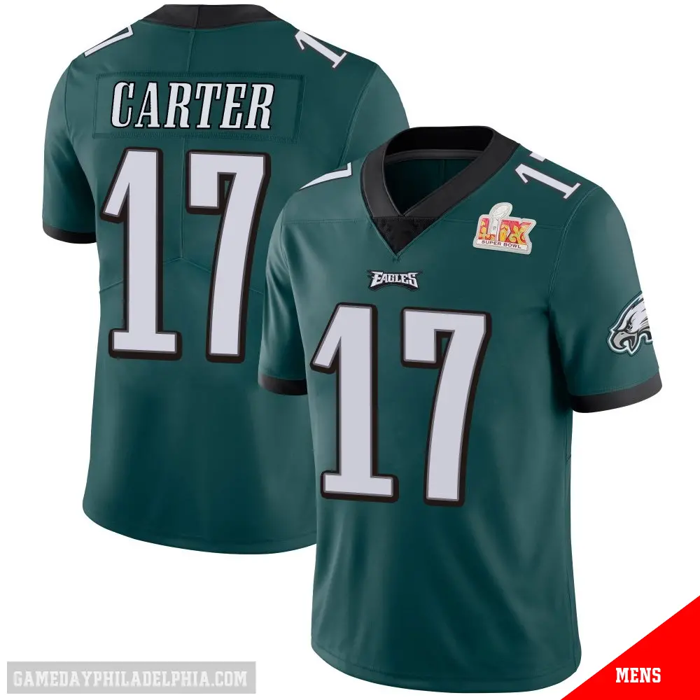＃17 Men's Cris Carter Green Limited Philadelphia Eagles Midnight Team Color Vapor Untouchable Super Bowl LIX Jersey