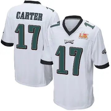 ＃17 Men's Cris Carter White Game Philadelphia Eagles Super Bowl LIX Jersey