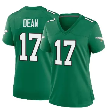 ＃17 Women's Nakobe Dean Green Game Philadelphia Eagles Kelly Alternate Jersey