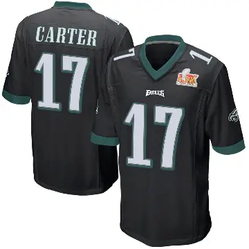 ＃17 Youth Cris Carter Black Game Philadelphia Eagles Alternate Super Bowl LIX Jersey