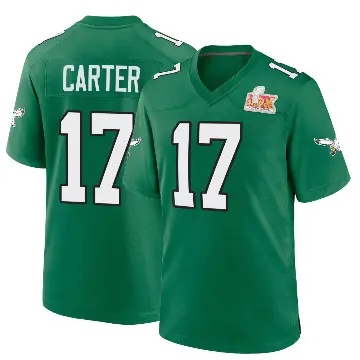 ＃17 Youth Cris Carter Green Game Philadelphia Eagles Kelly Alternate Super Bowl LIX Jersey
