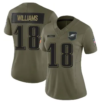 ＃18 Women's Avery Williams Olive Limited Philadelphia Eagles 2025 Salute to Service Jersey