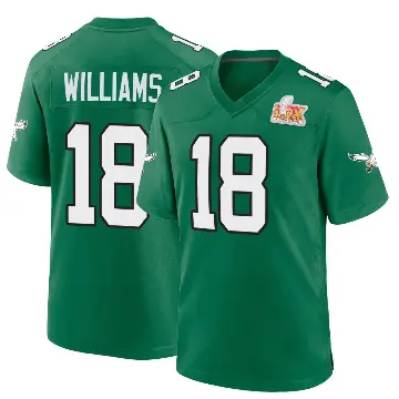 ＃18 Youth Avery Williams Green Game Philadelphia Eagles Kelly Alternate Super Bowl LIX Jersey