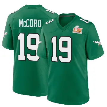 ＃19 Youth Kyle McCord Green Game Philadelphia Eagles Kelly Alternate Super Bowl LIX Jersey