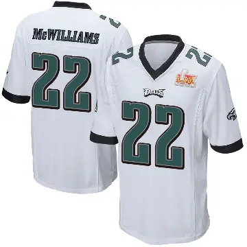 ＃22 Men's Mac McWilliams White Game Philadelphia Eagles Super Bowl LIX Jersey