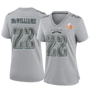 ＃22 Women's Mac McWilliams Gray Game Philadelphia Eagles Atmosphere Fashion Super Bowl LIX Jersey