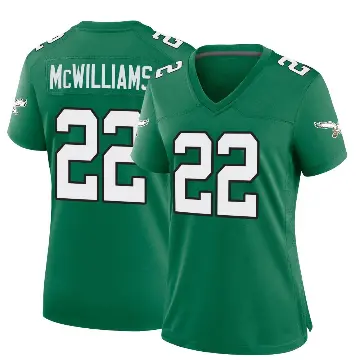 ＃22 Women's Mac McWilliams Green Game Philadelphia Eagles Kelly Alternate Jersey