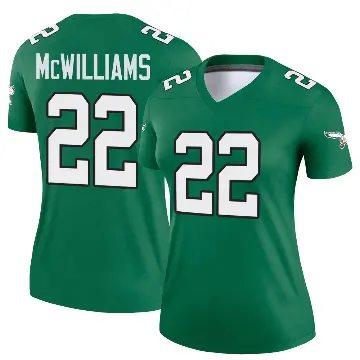 ＃22 Women's Mac McWilliams Green Legend Philadelphia Eagles Kelly Alternate Jersey