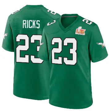 ＃23 Men's Eli Ricks Green Game Philadelphia Eagles Kelly Alternate Super Bowl LIX Jersey