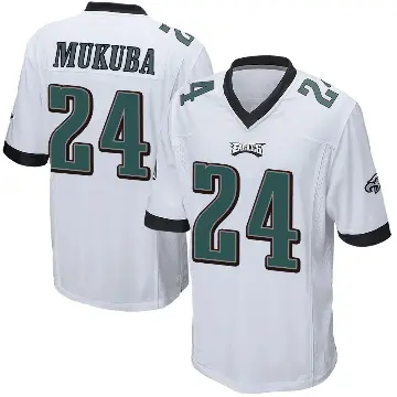 ＃24 Men's Andrew Mukuba White Game Philadelphia Eagles Jersey