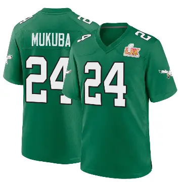 ＃24 Youth Andrew Mukuba Green Game Philadelphia Eagles Kelly Alternate Super Bowl LIX Jersey