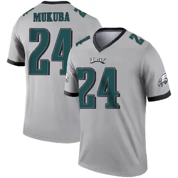 ＃24 Youth Andrew Mukuba Legend Philadelphia Eagles Silver Inverted Jersey