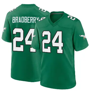 ＃24 Youth James Bradberry IV Green Game Philadelphia Eagles Kelly Alternate Jersey