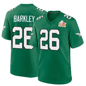 ＃26 Men's Saquon Barkley Green Game Philadelphia Eagles Kelly Alternate Super Bowl LIX Jersey