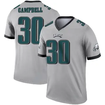 ＃30 Men's Jihaad Campbell Legend Philadelphia Eagles Silver Inverted Jersey