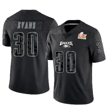 ＃30 Men's Justin Evans Black Limited Philadelphia Eagles Reflective Super Bowl LIX Jersey