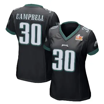 ＃30 Women's Jihaad Campbell Black Game Philadelphia Eagles Alternate Super Bowl LIX Jersey