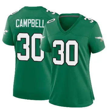 ＃30 Women's Jihaad Campbell Green Game Philadelphia Eagles Kelly Alternate Jersey