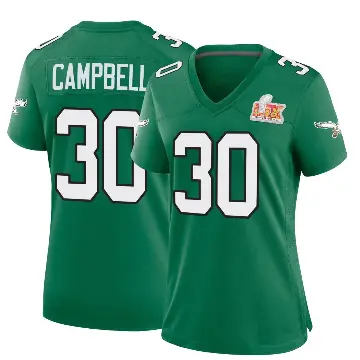 ＃30 Women's Jihaad Campbell Green Game Philadelphia Eagles Kelly Alternate Super Bowl LIX Jersey