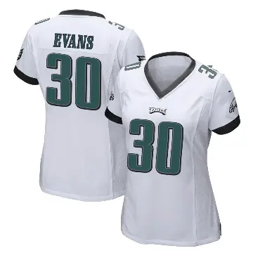 ＃30 Women's Justin Evans White Game Philadelphia Eagles Jersey