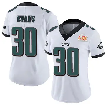 ＃30 Women's Justin Evans White Limited Philadelphia Eagles Vapor Untouchable Super Bowl LIX Jersey
