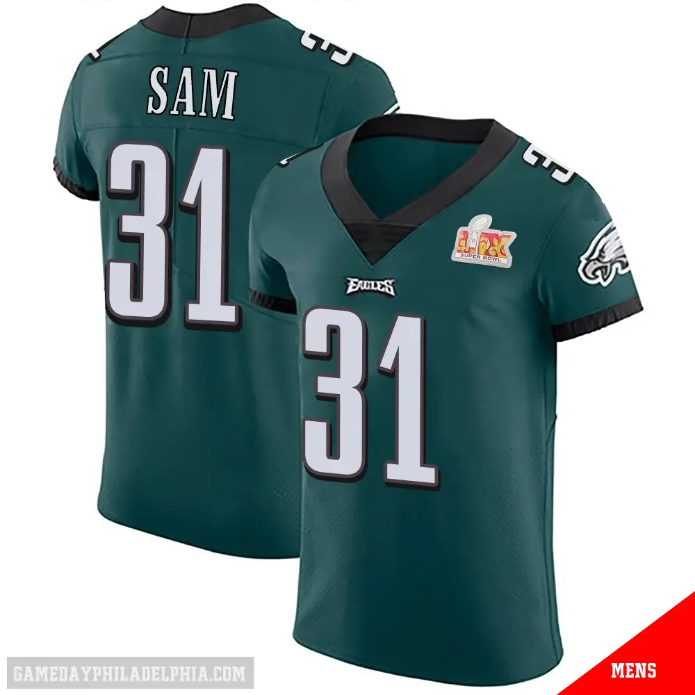 ＃31 Men's Andre' Sam Green Elite Philadelphia Eagles Midnight Team Color Vapor Untouchable Super Bowl LIX Jersey