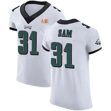 ＃31 Men's Andre' Sam White Elite Philadelphia Eagles Vapor Untouchable Super Bowl LIX Jersey