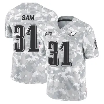＃31 Youth Andre' Sam Arctic Camo Limited Philadelphia Eagles 2024 Salute to Service Jersey