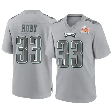 ＃33 Men's Bradley Roby Gray Game Philadelphia Eagles Atmosphere Fashion Super Bowl LIX Jersey
