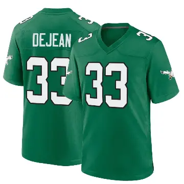 ＃33 Men's Cooper DeJean Green Game Philadelphia Eagles Kelly Alternate Jersey