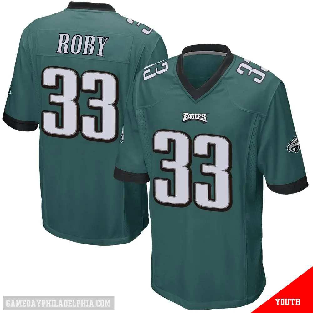 ＃33 Youth Bradley Roby Green Game Philadelphia Eagles Team Color Jersey