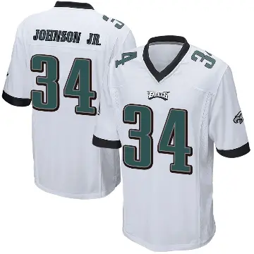 ＃34 Men's Montrell Johnson Jr. White Game Philadelphia Eagles Jersey