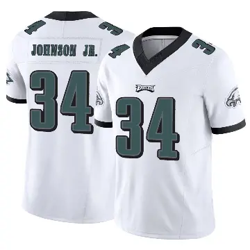 ＃34 Youth Montrell Johnson Jr. White Limited Philadelphia Eagles Vapor F.U.S.E. Jersey