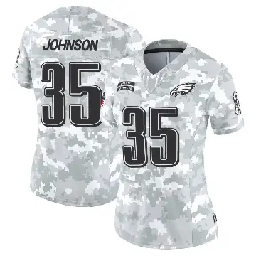 ＃35 Women's Brandon Johnson Arctic Camo Limited Philadelphia Eagles 2024 Salute to Service Jersey
