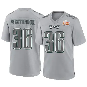 ＃36 Men's Brian Westbrook Gray Game Philadelphia Eagles Atmosphere Fashion Super Bowl LIX Jersey