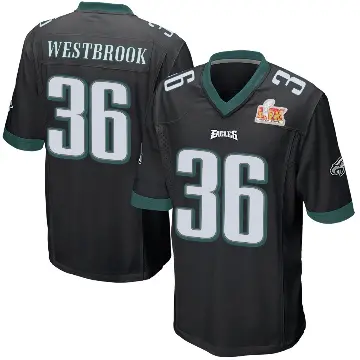 ＃36 Youth Brian Westbrook Black Game Philadelphia Eagles Alternate Super Bowl LIX Jersey