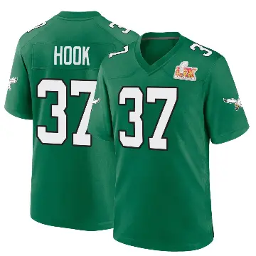＃37 Men's Maxen Hook Green Game Philadelphia Eagles Kelly Alternate Super Bowl LIX Jersey