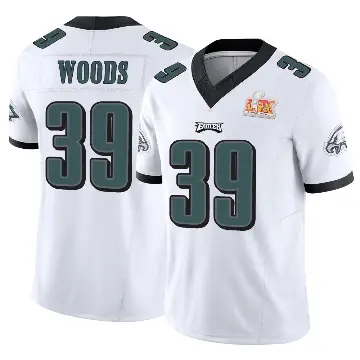 ＃39 Men's A.J. Woods White Limited Philadelphia Eagles Vapor F.U.S.E. Super Bowl LIX Jersey