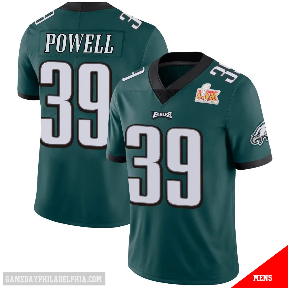 ＃39 Men's ShunDerrick Powell Green Limited Philadelphia Eagles Midnight Team Color Vapor Untouchable Super Bowl LIX Jersey