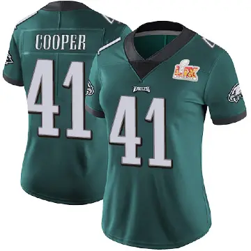 ＃41 Women's Darius Cooper Green Limited Philadelphia Eagles Midnight Team Color Vapor Untouchable Super Bowl LIX Jersey